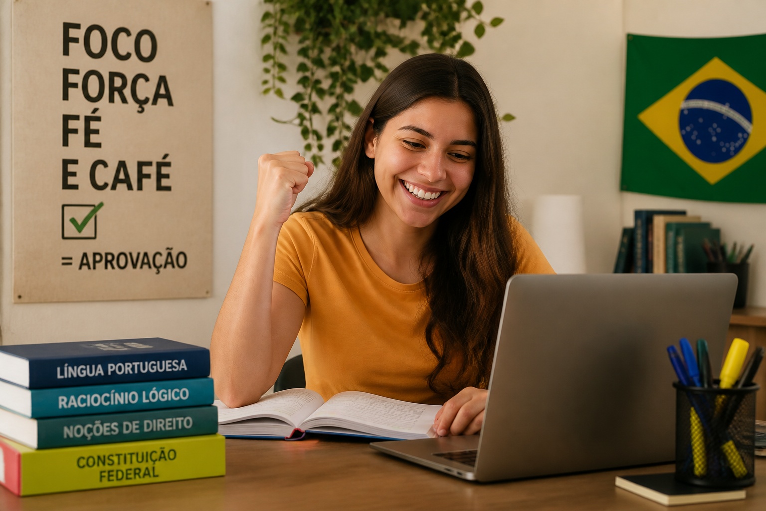 Estudante comemorando sua aprovação